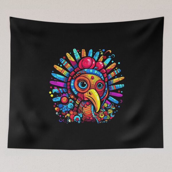 Item preview, Psychedelic Colorful Turkey Thanksgiving Art Design for Unique Holiday Lovers designed and sold by CyfroweMysli.