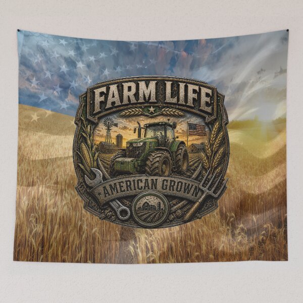 Item preview, Farm Life American Grown Farmer Tractor Country Design designed and sold by artistwill.