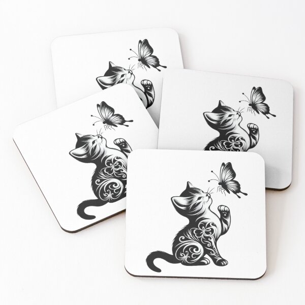 Item preview, Minimalist Black and White Kitty Nature Art designed and sold by Pani Kara.