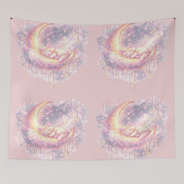 Item preview, Dreamy Moon Cat Celestial Fantasy Art designed and sold by MariMarArt.