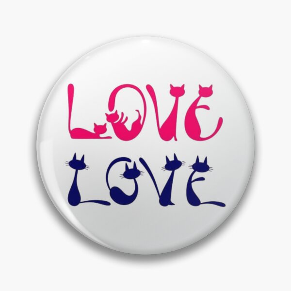 Item preview, Love Cat Typography – Pink and Blue Feline Silhouettes designed and sold by Pani Kara.