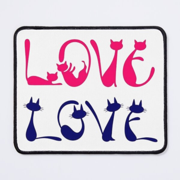 Item preview, Love Cat Typography – Pink and Blue Feline Silhouettes designed and sold by Pani Kara.