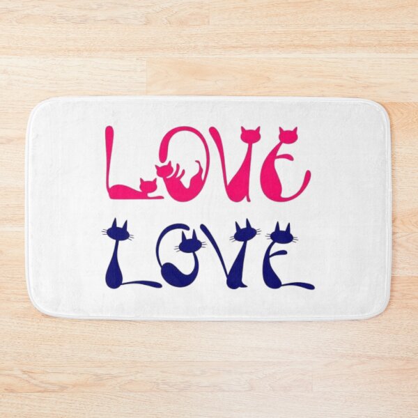 Item preview, Love Cat Typography – Pink and Blue Feline Silhouettes designed and sold by Pani Kara.