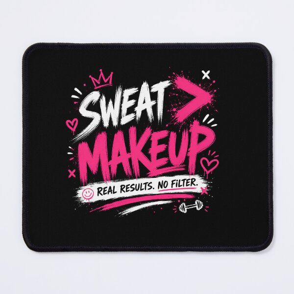 Item preview, Sweat Beats Makeup Funny Gym Quote designed and sold by StoryInCode.