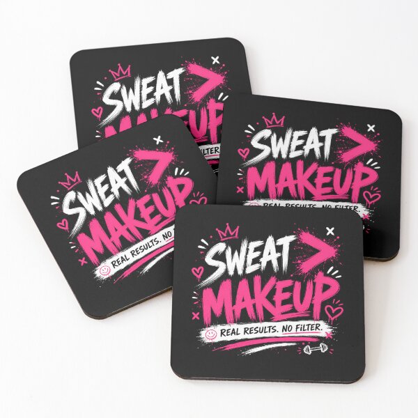 Item preview, Sweat Beats Makeup Funny Gym Quote designed and sold by StoryInCode.