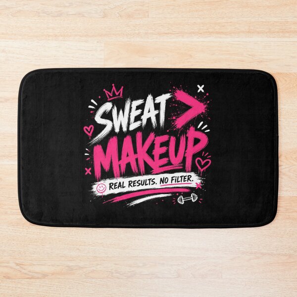 Item preview, Sweat Beats Makeup Funny Gym Quote designed and sold by StoryInCode.