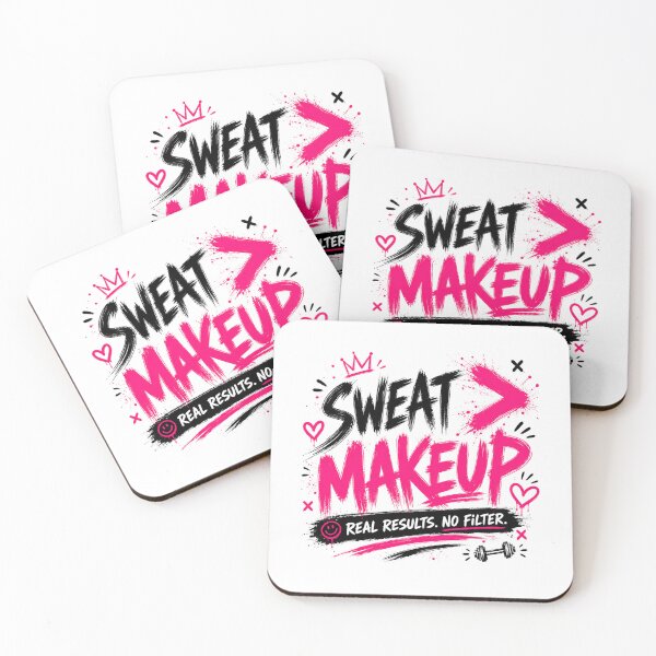 Item preview, Sweat Beats Makeup Funny Gym Quote designed and sold by StoryInCode.