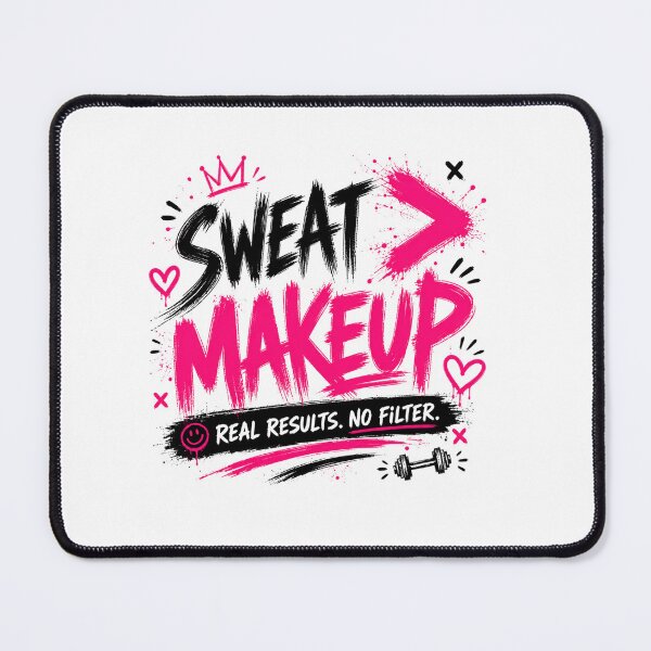 Item preview, Sweat Beats Makeup Funny Gym Quote designed and sold by StoryInCode.