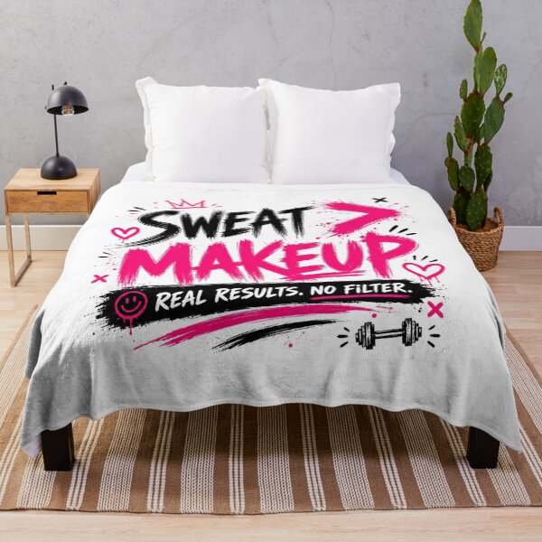 Item preview, Sweat Beats Makeup Funny Gym Quote designed and sold by StoryInCode.