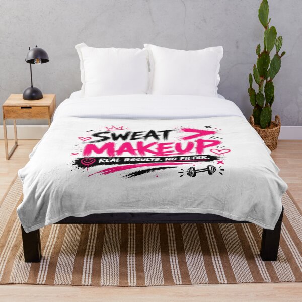 Item preview, Sweat Beats Makeup Funny Gym Quote designed and sold by StoryInCode.