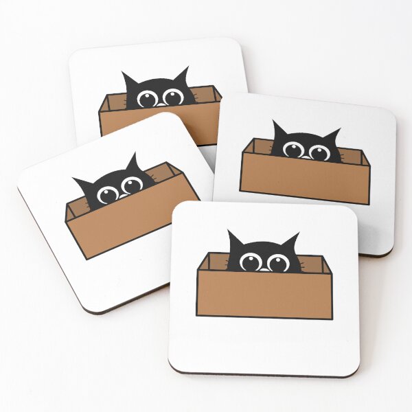 Item preview, Peeking Black Cat in a Cardboard Box designed and sold by Pani Kara.