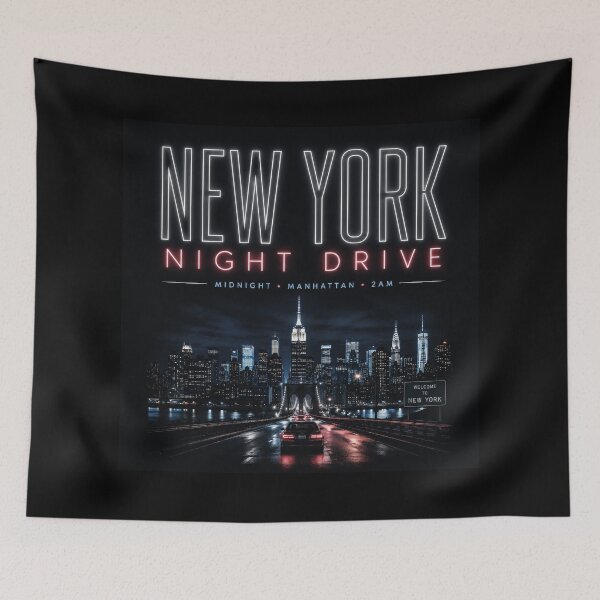 Item preview, New York Night Drive Neon Skyline | NYC Midnight Aesthetic Streetwear designed and sold by Kate1art.