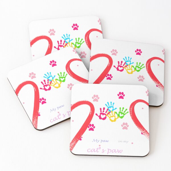 Item preview, Colorful Cat Paw Prints with Hearts   My Paw in My Cat’s Paw designed and sold by SpiritoftheEast.