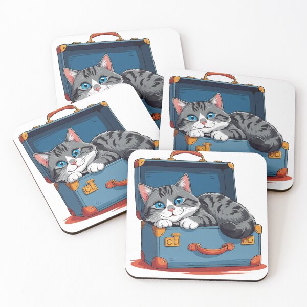 Item preview, Cute Grey Tabby Cat Sleeping Suitcase — Colorful Cartoon Vector Travel Cat Lover Gift designed and sold by HOODYBUDSTYLES.