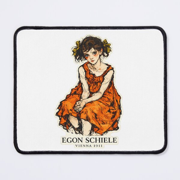 Item preview, Egon Schiele Vienna 1911 Orange Dress Portrait designed and sold by chattsuede.