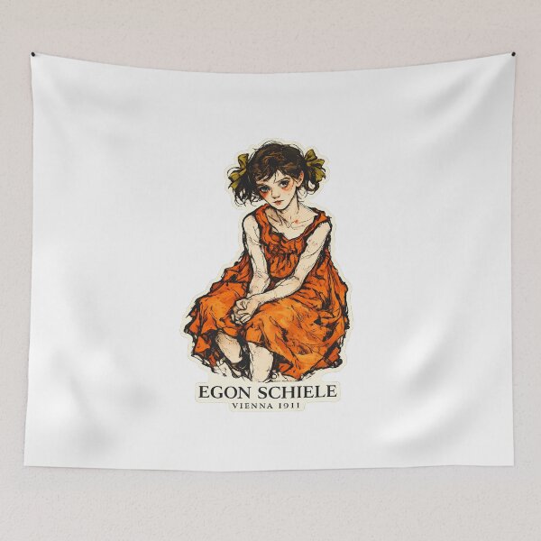Item preview, Egon Schiele Vienna 1911 Orange Dress Portrait designed and sold by chattsuede.