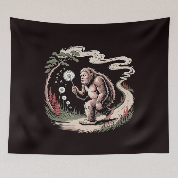 Item preview, Bigfoot Blowing Dandelion – Whimsical Sasquatch Cryptid Artwork designed and sold by Redgiant87x.