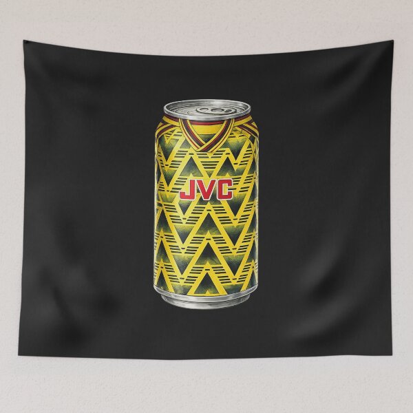 Item preview, Arsenal Yellow Zigzag Football Kit Soda Can Illustration | 90s Inspired Can Art designed and sold by Final Whistle Art.