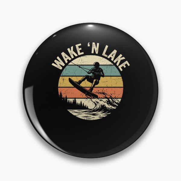 Item preview, WAKE 'N LAKE Retro Wakeboarding Lake Water Sports designed and sold by snowry.