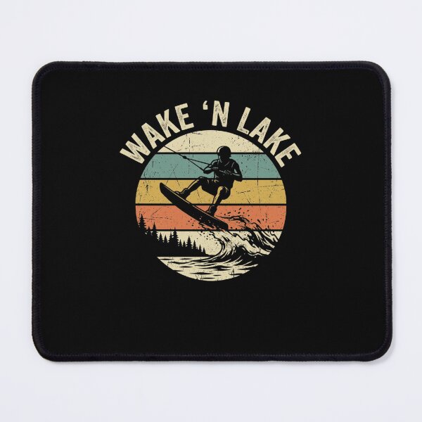 Item preview, WAKE 'N LAKE Retro Wakeboarding Lake Water Sports designed and sold by snowry.