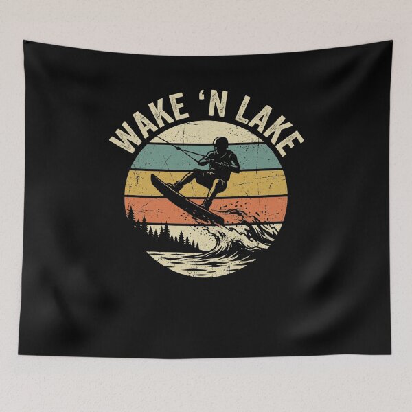 Item preview, WAKE 'N LAKE Retro Wakeboarding Lake Water Sports designed and sold by snowry.