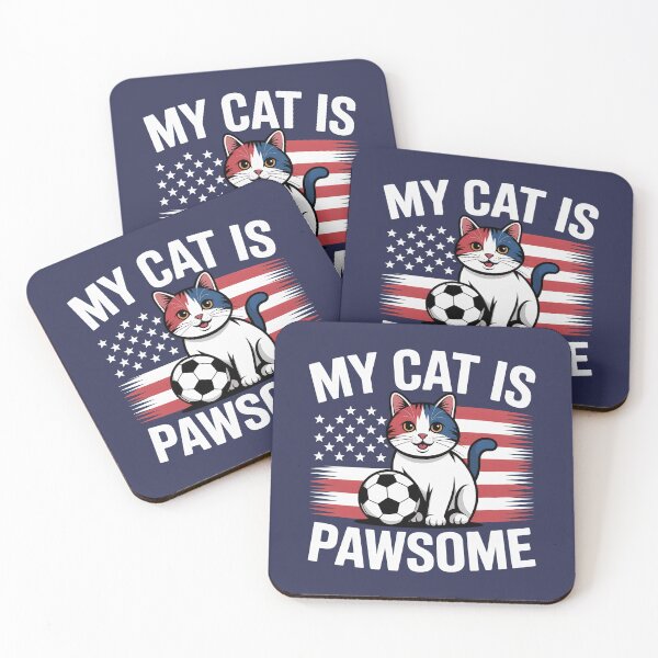 Item preview, Cute Soccer Cat With Soccer Ball and Red and White Stripes designed and sold by MimsTees.