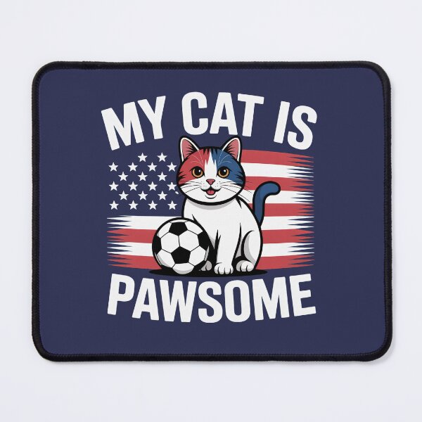 Item preview, Cute Soccer Cat With Soccer Ball and Red and White Stripes designed and sold by MimsTees.