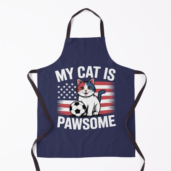 Item preview, Cute Soccer Cat With Soccer Ball and Red and White Stripes designed and sold by MimsTees.