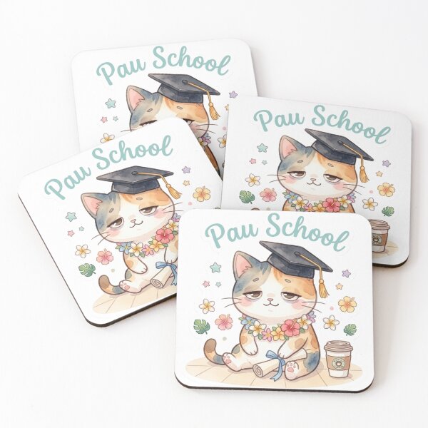 Item preview, Pau School Funny Hawaii Graduation Lani Cat Sticker | Sleepy Kawaii Graduate Kitty designed and sold by LaniDigitalNook.