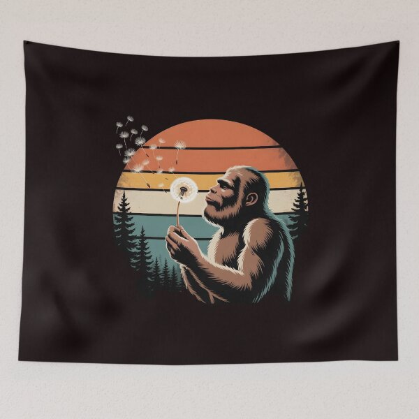 Item preview, Bigfoot Blowing Dandelion – Magical Cryptid Forest Illustration designed and sold by Redgiant87x.