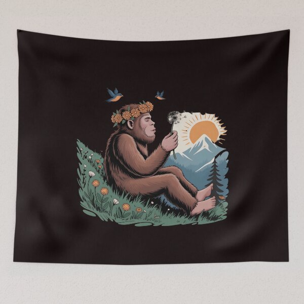 Item preview, Bigfoot Blowing Dandelion – Peaceful Sasquatch Nature Art designed and sold by Redgiant87x.