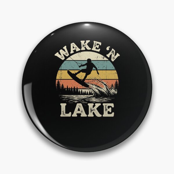 Item preview, WAKE 'N LAKE Retro Wakeboarding Lake Life Design designed and sold by snowry.