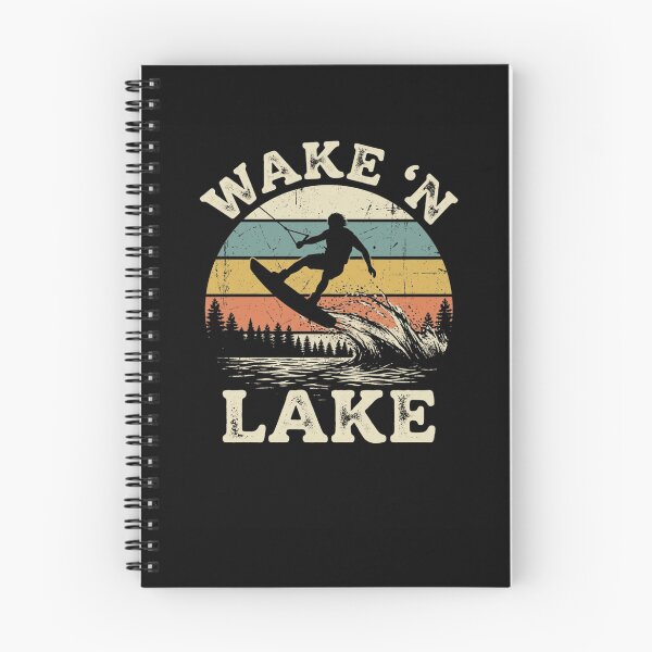 Item preview, WAKE 'N LAKE Retro Wakeboarding Lake Life Design designed and sold by snowry.