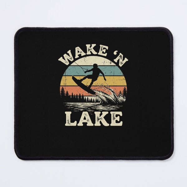 Item preview, WAKE 'N LAKE Retro Wakeboarding Lake Life Design designed and sold by snowry.