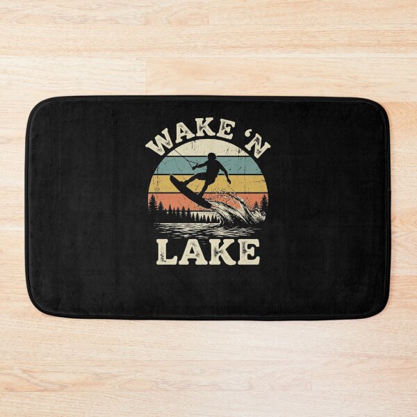 Item preview, WAKE 'N LAKE Retro Wakeboarding Lake Life Design designed and sold by snowry.