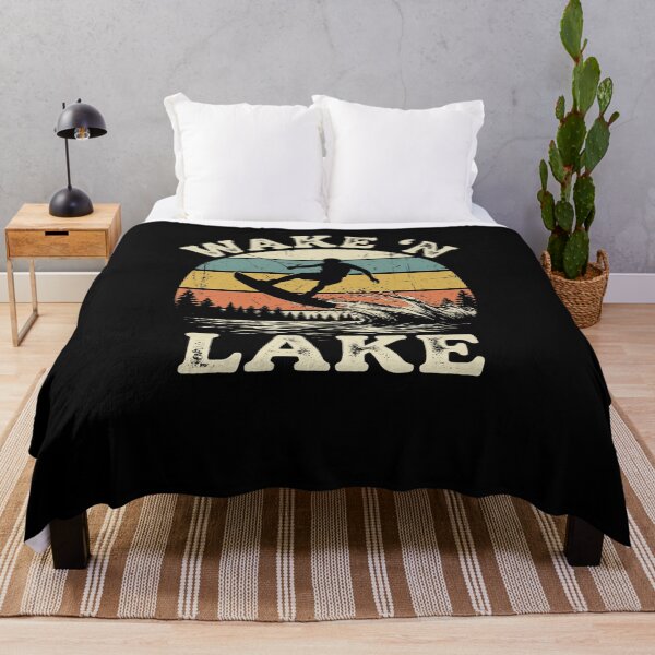 Item preview, WAKE 'N LAKE Retro Wakeboarding Lake Life Design designed and sold by snowry.