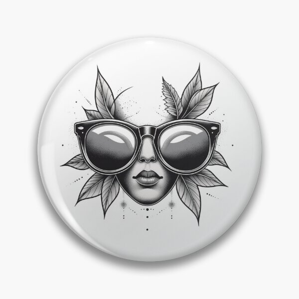 Item preview, Tattoo Style Face Sunglasses Botanical Leaves — Fine Line Black Grey Dotwork Nature Goddess Art designed and sold by HOODYBUDSTYLES.