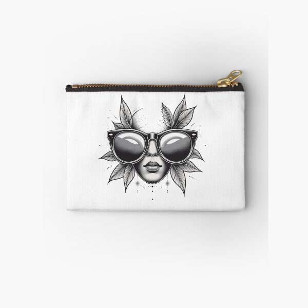 Item preview, Tattoo Style Face Sunglasses Botanical Leaves — Fine Line Black Grey Dotwork Nature Goddess Art designed and sold by HOODYBUDSTYLES.
