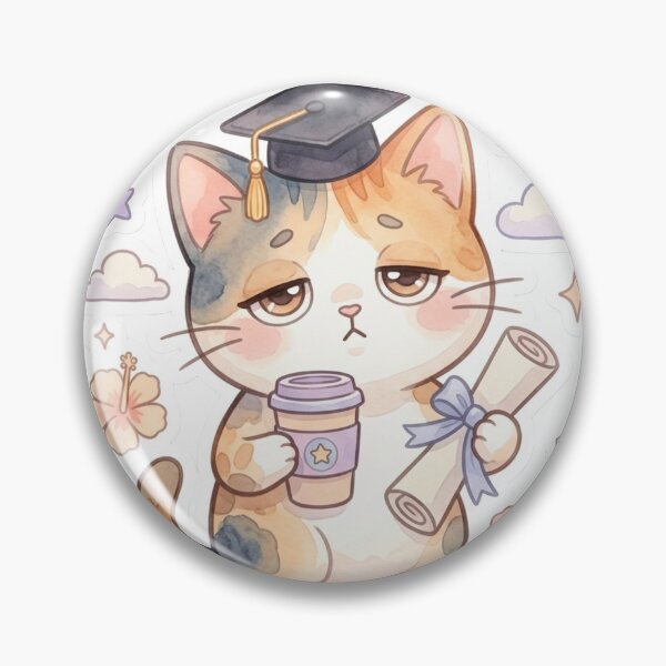 Item preview, Educated but Sleepy Cute Lani Cat Graduation Sticker | Funny Kawaii Graduate Kitty designed and sold by LaniDigitalNook.