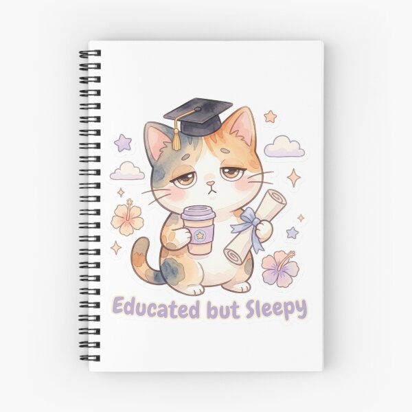 Item preview, Educated but Sleepy Cute Lani Cat Graduation Sticker | Funny Kawaii Graduate Kitty designed and sold by LaniDigitalNook.