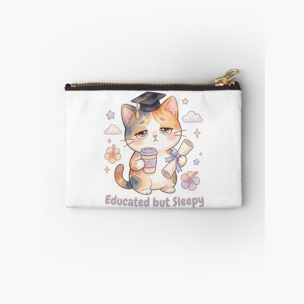 Item preview, Educated but Sleepy Cute Lani Cat Graduation Sticker | Funny Kawaii Graduate Kitty designed and sold by LaniDigitalNook.