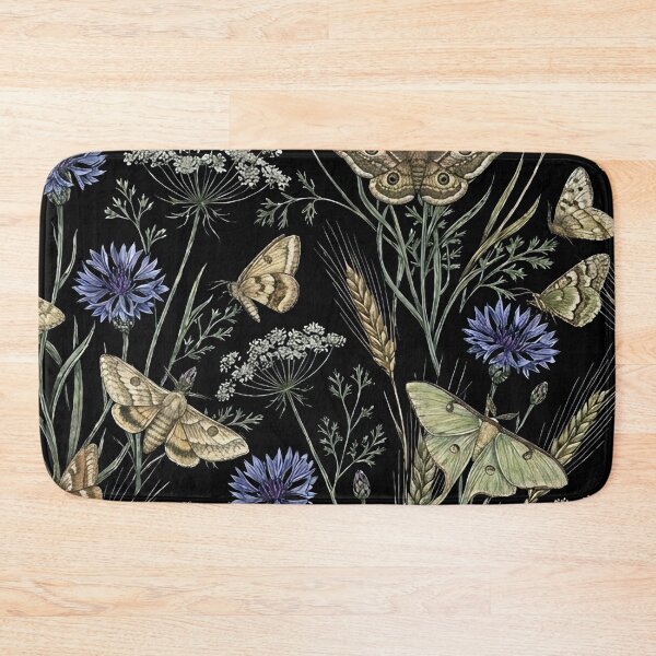 Item preview, Dark Enchanted Night Garden Moth and Wildflower Pattern designed and sold by LinaValearte.