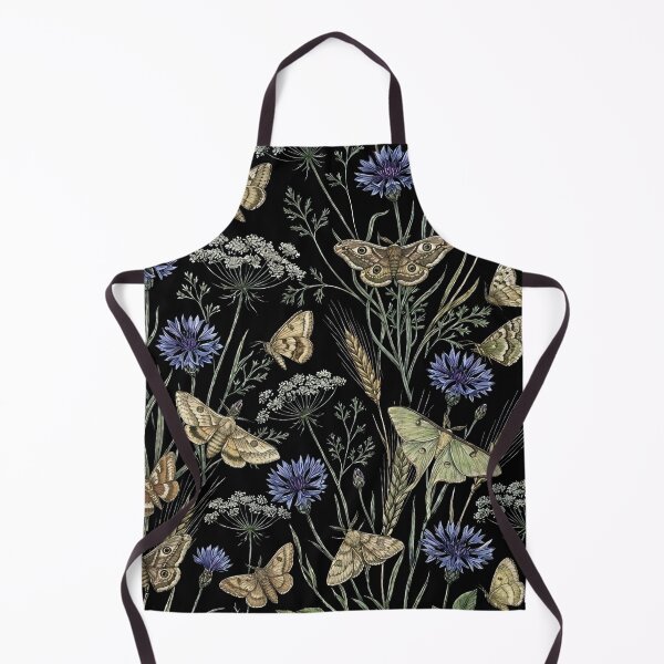 Item preview, Dark Enchanted Night Garden Moth and Wildflower Pattern designed and sold by LinaValearte.