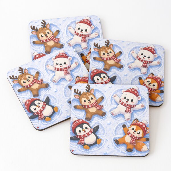 Item preview, Winter Friends Kawaii Christmas Animals Sledding designed and sold by GMACgraphicsCo.