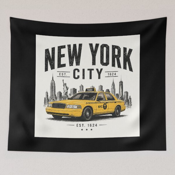 Item preview, New York City Taxi Skyline Vintage | NYC Yellow Cab Retro Streetwear Design designed and sold by Kate1art.