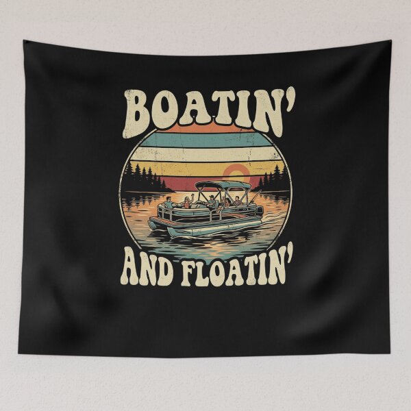 Item preview, Boatin' and Floatin' Vintage Pontoon Boat Lake designed and sold by snowry.