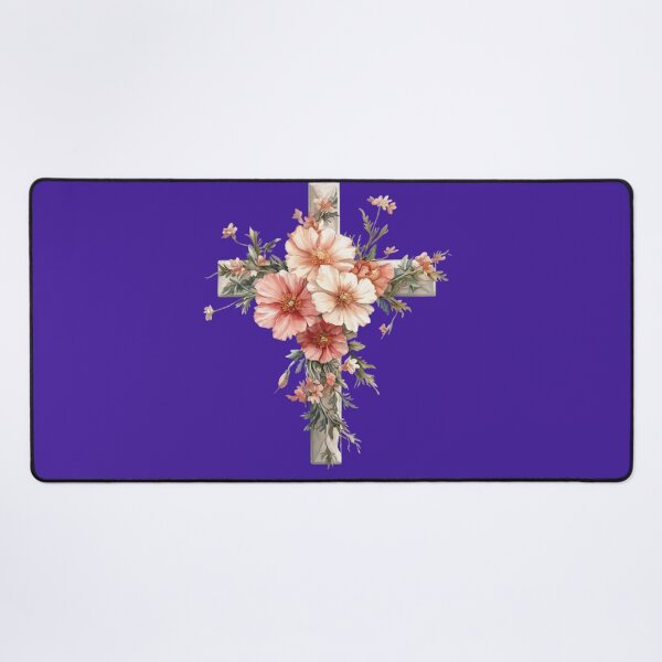 Item preview, Cruz de flores en tonos pastel: elegante diseño de arte mural cristiano. designed and sold by digitalbob60.