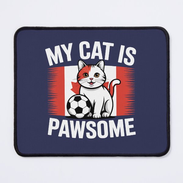 Item preview, Cute Patriotic Soccer Cat Red Maple Leaf designed and sold by MimsTees.