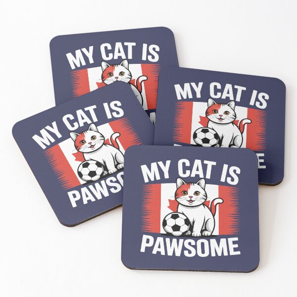 Item preview, Cute Patriotic Soccer Cat Red Maple Leaf designed and sold by MimsTees.