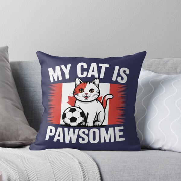 Item preview, Cute Patriotic Soccer Cat Red Maple Leaf designed and sold by MimsTees.